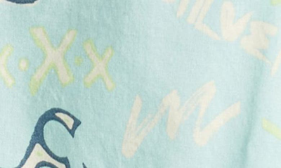 Shop Quiksilver Kids' Next Gen Print Short Sleeve Cotton Button-up Shirt In Pastel Turquoise