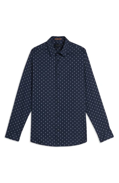 Shop Ted Baker Ardea Pen Dot Slim Fit Stretch Cotton Button-up Shirt In Navy