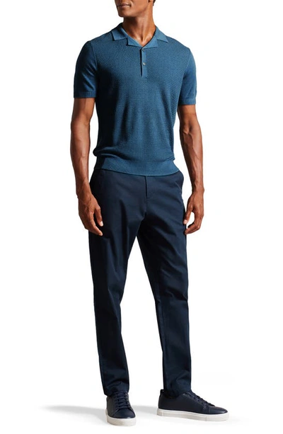 Shop Ted Baker Adio Textured Knit Polo In Teal