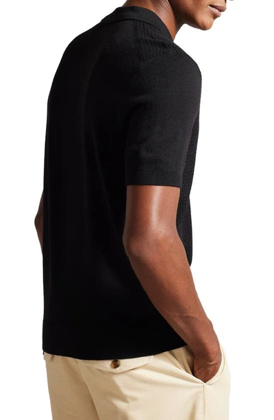 Shop Ted Baker Adio Textured Knit Polo In Black