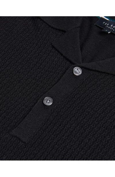 Shop Ted Baker Adio Textured Knit Polo In Black