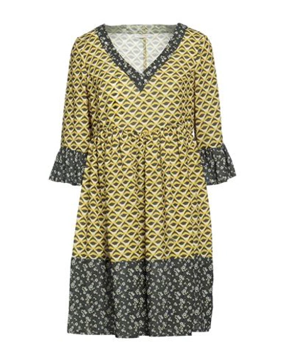 Shop Fracomina Woman Mini Dress Mustard Size L Polyester In Yellow