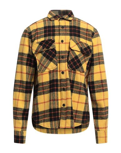 Shop Deuxieme Man Shirt Ocher Size 17 Wool, Polyester In Yellow