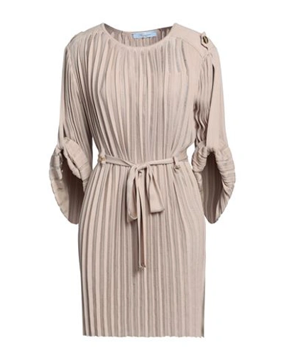 Shop Blumarine Woman Mini Dress Sand Size 8 Cotton In Beige