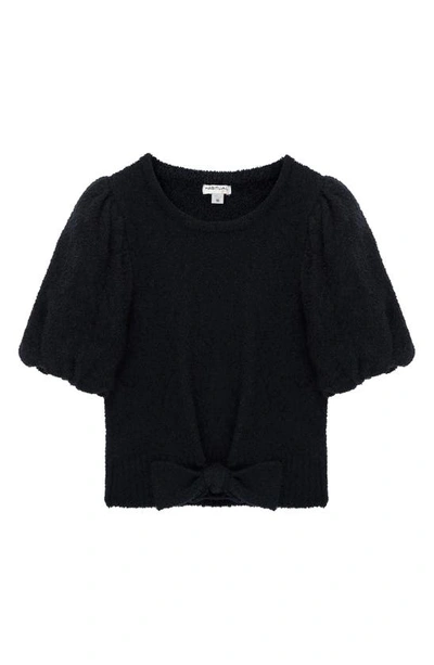 Shop Habitual Kids' Short Sleeve Chenille Sweater In Black