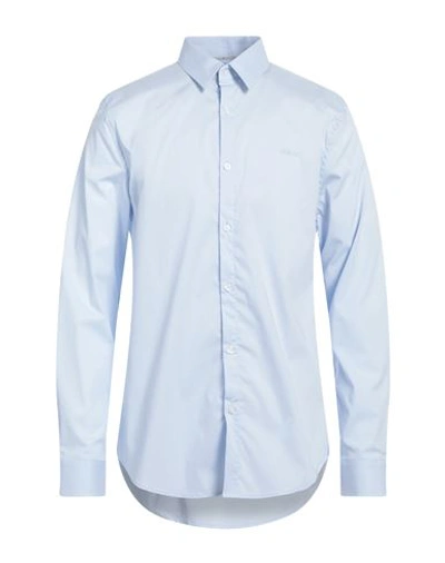 Guess Man Shirt Sky Blue Size S Cotton, Nylon, Elastane In Blue