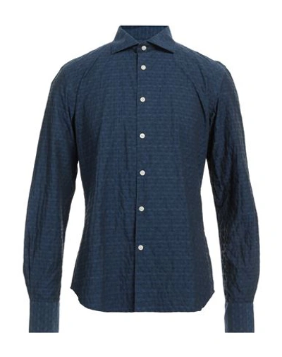 Yes Zee By Essenza Man Shirt Midnight Blue Size 3xl Cotton In Blue