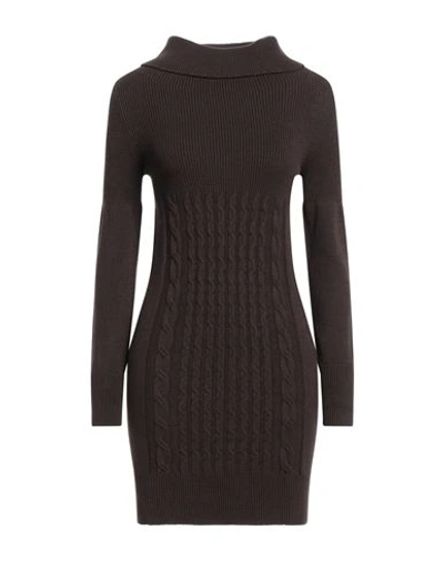 Shop Pianurastudio Woman Mini Dress Dark Brown Size 6 Viscose, Polyamide