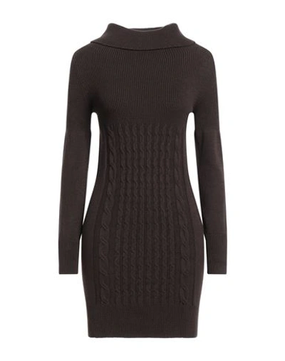 Pianurastudio Woman Mini Dress Dark Brown Size 6 Viscose, Polyamide In Brown