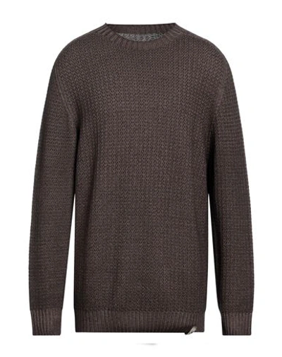 Shop H953 Man Sweater Dark Brown Size 46 Merino Wool