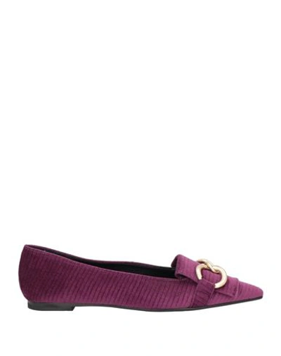 Shop Giulia Neri Woman Loafers Deep Purple Size 7 Textile Fibers