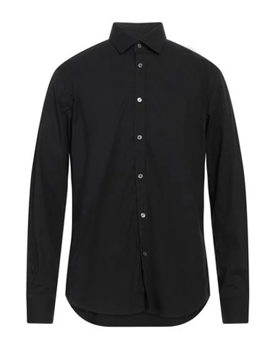 Shop Borsa Man Shirt Black Size 17 Cotton, Polyamide, Elastane