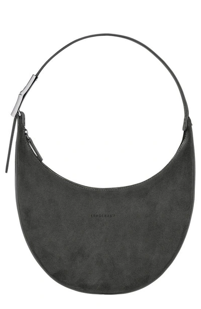 Shop Longchamp Medium Roseau Essential Half Moon Hobo Bag In Anthracite