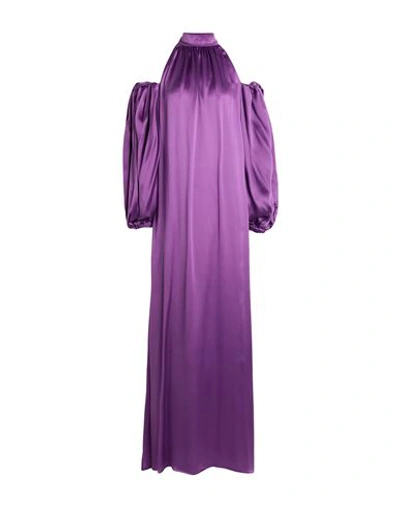 Shop Crida Milano Woman Maxi Dress Purple Size 2 Silk