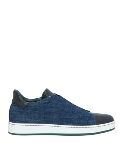 Shop A.testoni A. Testoni Woman Sneakers Navy Blue Size 6.5 Soft Leather, Textile Fibers