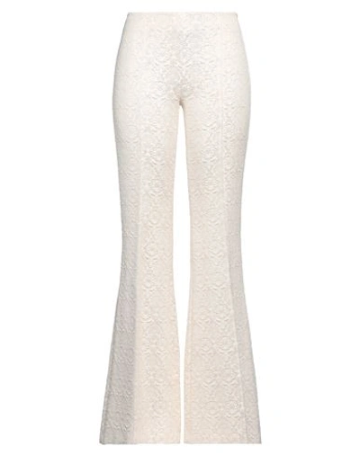 Aniye Records Woman Pants Cream Size 6 Polyester, Viscose, Elastane In White