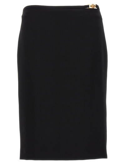 Shop Versace Medusa 95 High Waist Midi Skirt In Black