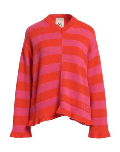 Semicouture Woman Sweater Orange Size Xl Wool, Polyamide In Orange
