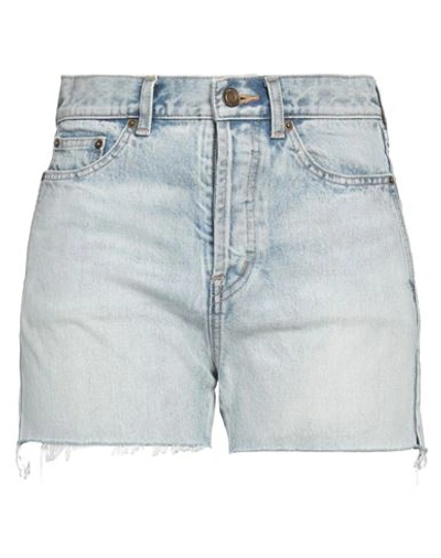 Shop Saint Laurent Woman Denim Shorts Blue Size 28 Cotton