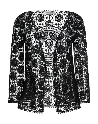 Shop Angelo Marani Woman Cardigan Black Size Onesize Virgin Wool, Acrylic