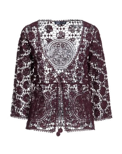 Shop Angelo Marani Woman Cardigan Deep Purple Size Onesize Virgin Wool, Acrylic