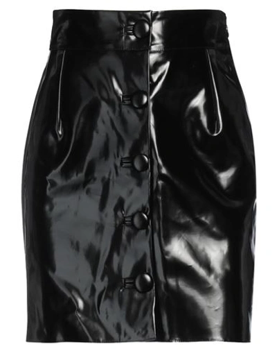 Maria Vittoria Paolillo Mvp Woman Mini Skirt Black Size 4 Cotton, Polyurethane In Black