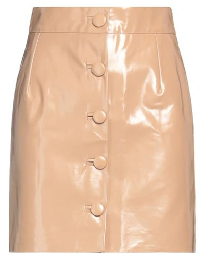 Shop Maria Vittoria Paolillo Mvp Woman Mini Skirt Sand Size 8 Cotton, Polyurethane In Beige