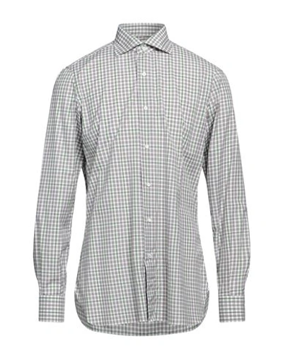 Shop Isaia Man Shirt Grey Size 15 Cotton