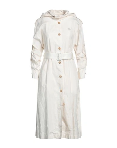 Shop Tommy Hilfiger Woman Overcoat Cream Size 4 Cotton, Elastane In White