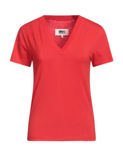 Shop Mm6 Maison Margiela Woman T-shirt Red Size M Cotton