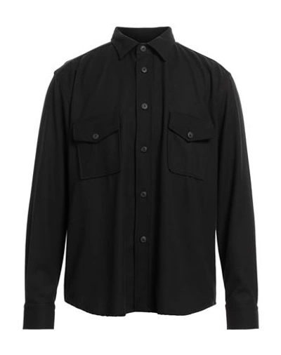 Portofiori Man Shirt Black Size L Polyester, Viscose, Lycra In Black