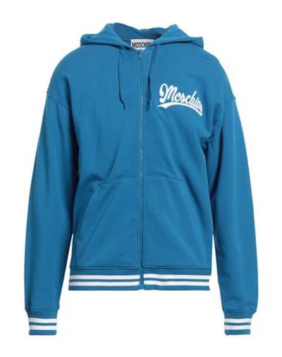 Shop Moschino Man Sweatshirt Azure Size 42 Cotton In Blue