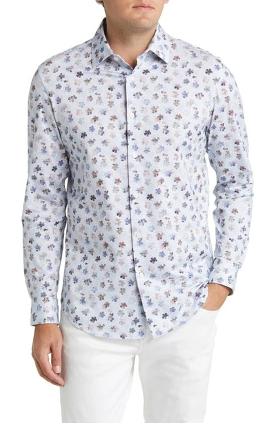 Shop Bugatchi Ooohcotton® Print Button-up Shirt In Classic Blue