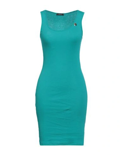 Mangano Woman Short Dress Emerald Green Size 8 Cotton In Green