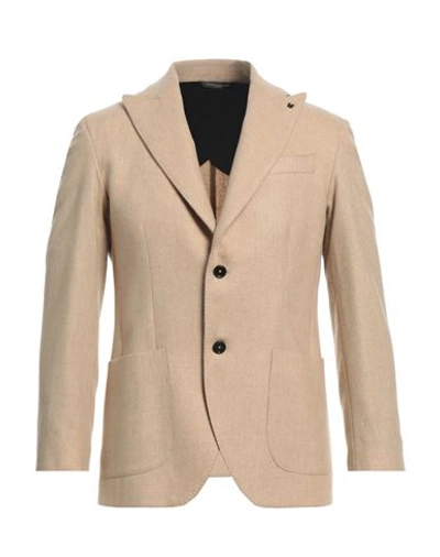 Messagerie Man Suit Jacket Beige Size 36 Cotton In Beige