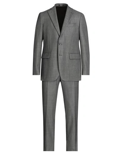 Shop Angelo Nardelli Man Suit Lead Size 38 Virgin Wool In Grey