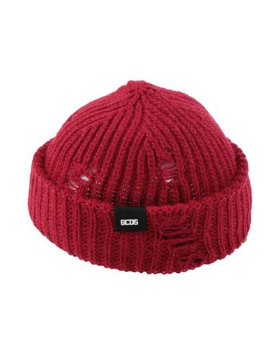 Shop Gcds Man Hat Burgundy Size Onesize Acrylic, Alpaca Wool, Virgin Wool, Viscose In Red