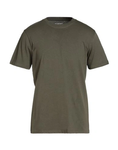 Shop Selected Homme Man T-shirt Military Green Size L Organic Cotton