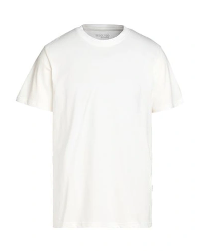Shop Selected Homme Man T-shirt White Size S Organic Cotton