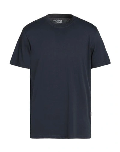 Shop Selected Homme Man T-shirt Midnight Blue Size M Organic Cotton