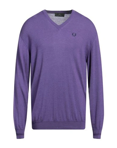 Shop Fred Perry Man Sweater Light Purple Size Xl Wool