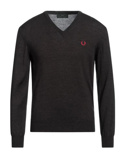 Shop Fred Perry Man Sweater Lead Size M Wool In Grey