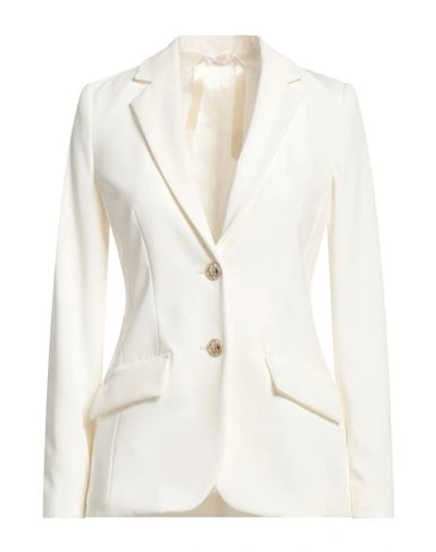 Shop Carla G. Woman Blazer White Size 8 Polyester, Viscose, Elastane
