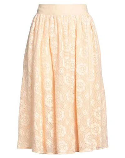 Shop Boutique Moschino Woman Midi Skirt Apricot Size 6 Cotton, Polyamide, Linen In Orange