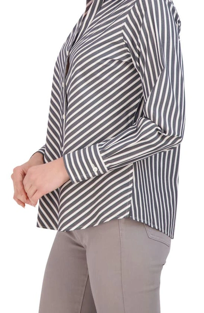 Shop Foxcroft Mary Stripe Stretch Button-up Shirt In Black