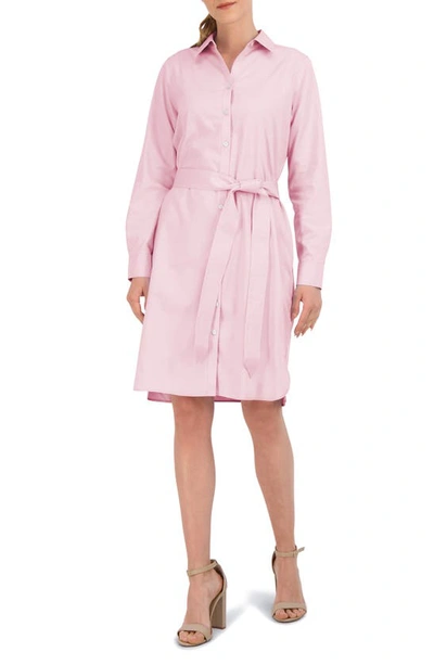 Foxcroft Rocca Long Sleeve Popover Shirtdress In Chambray Pink
