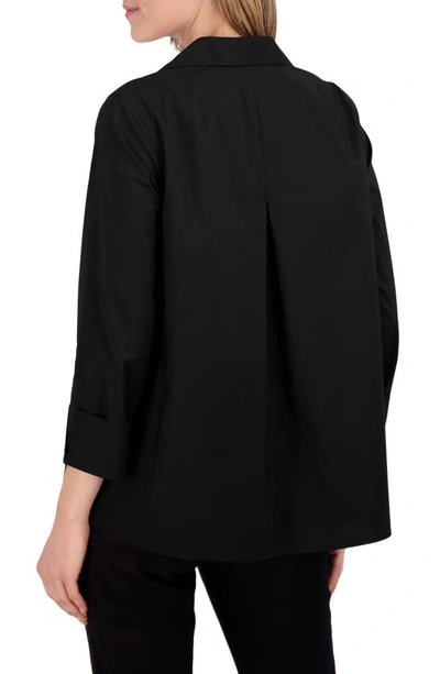 Foxcroft Agnes Split Cuff Popover Blouse In Black
