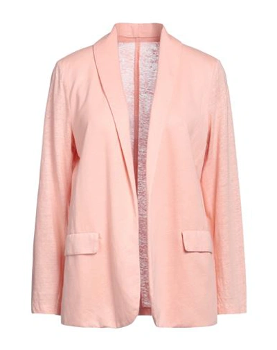 Shop Majestic Filatures Woman Blazer Salmon Pink Size 1 Viscose, Elastane