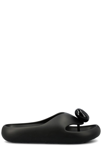 Shop Loewe Anagram Buttoned Sandals In Black