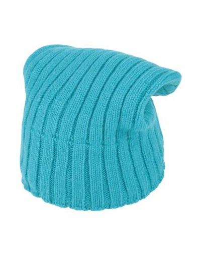 Shop Aragona Woman Hat Turquoise Size Onesize Cashmere In Blue